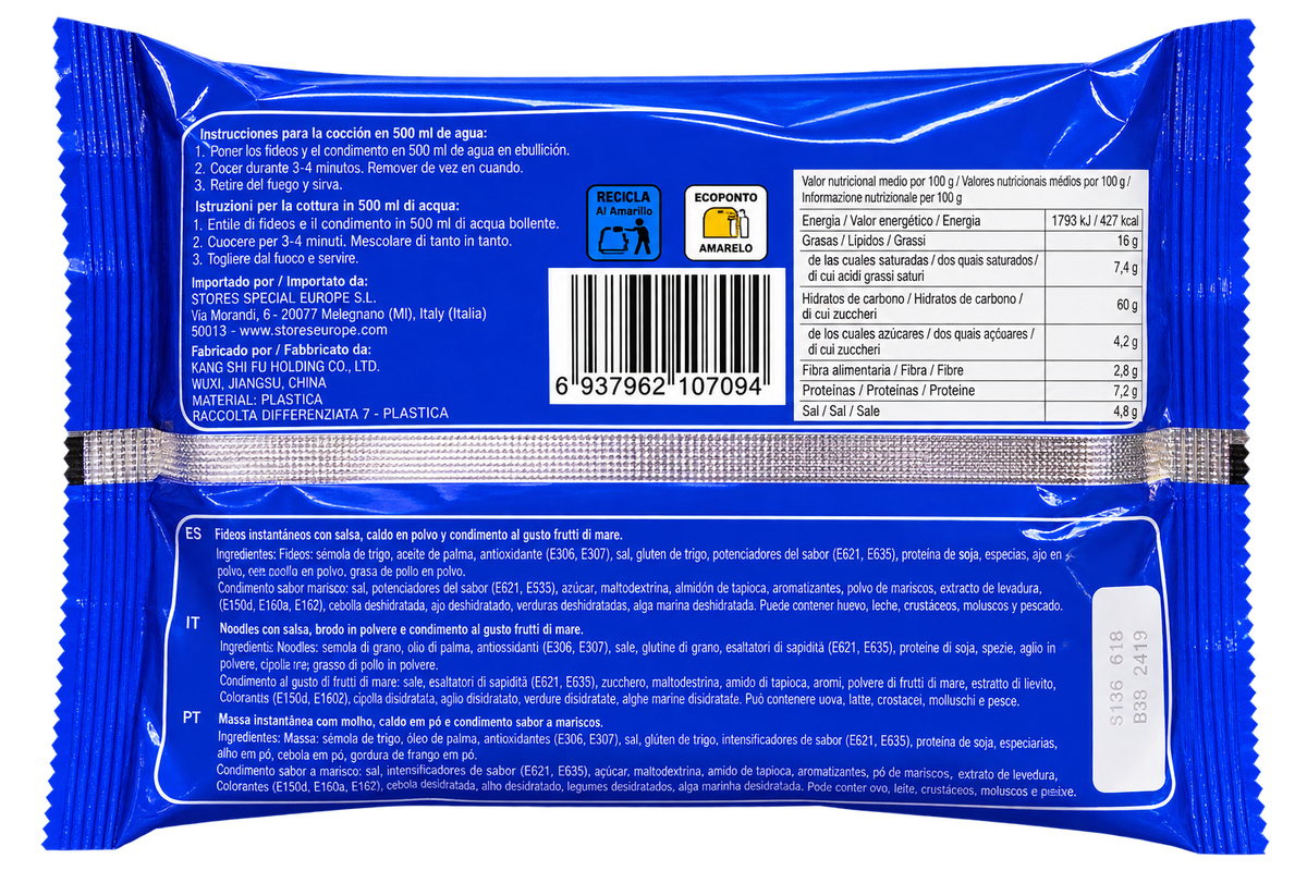 Título: Kang Shi Fu Ramen sabor marisco 98g